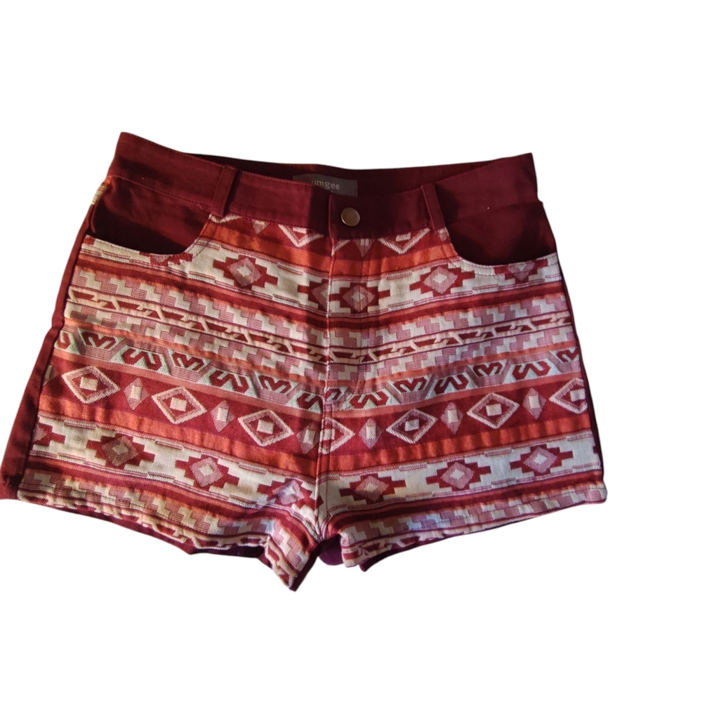 Umgee Aztec Pattern Maroon Women's Shorts Size Medium   50
